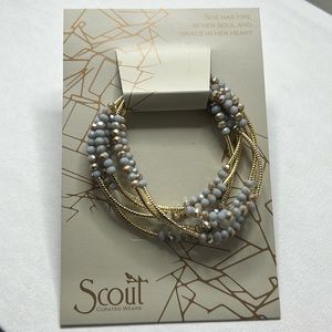 Gray and gold beaded wrap bracelet or necklace.